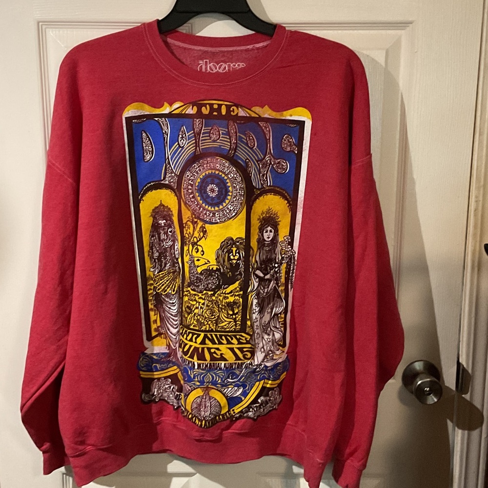NWOT Vintage Red Graphic Doors Crewneck Band Sweatshirt